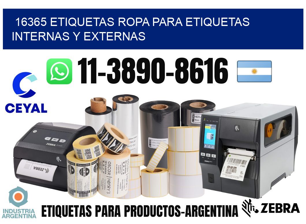 16365 Etiquetas ropa para etiquetas internas y externas