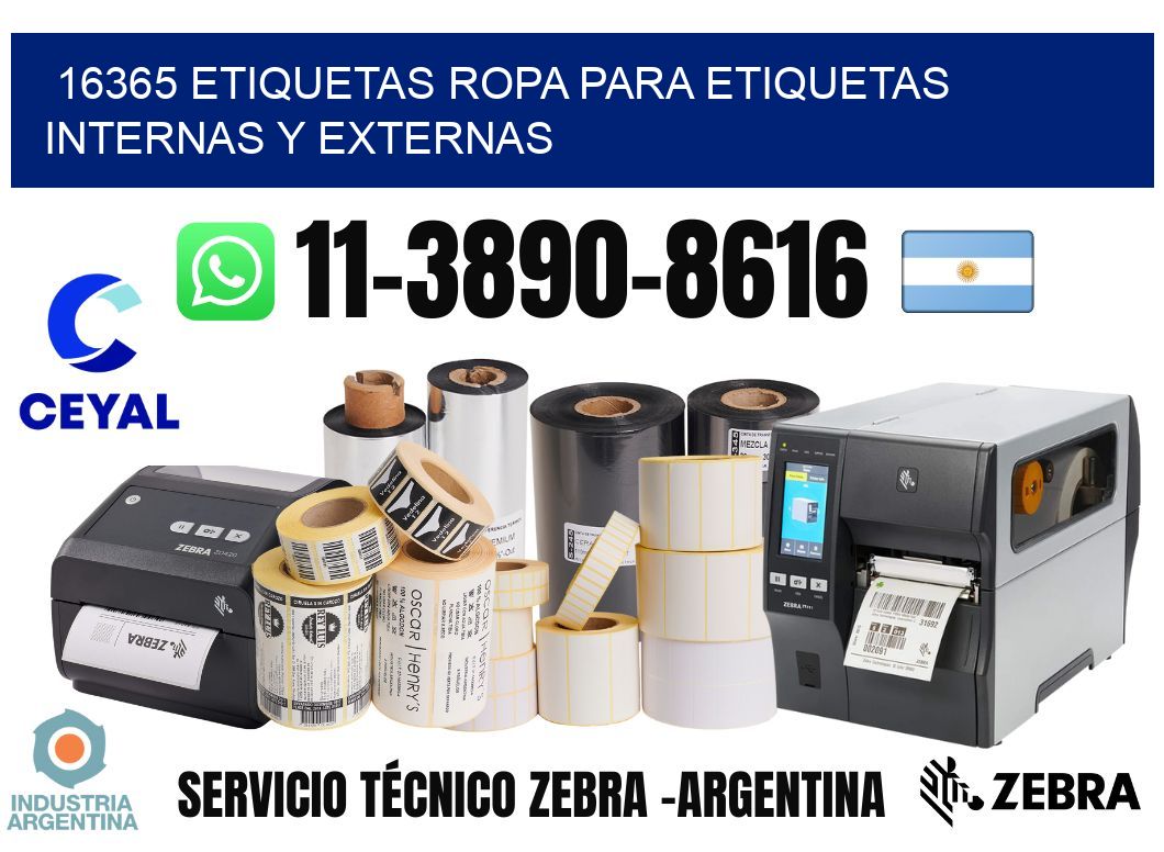 16365 Etiquetas ropa para etiquetas internas y externas