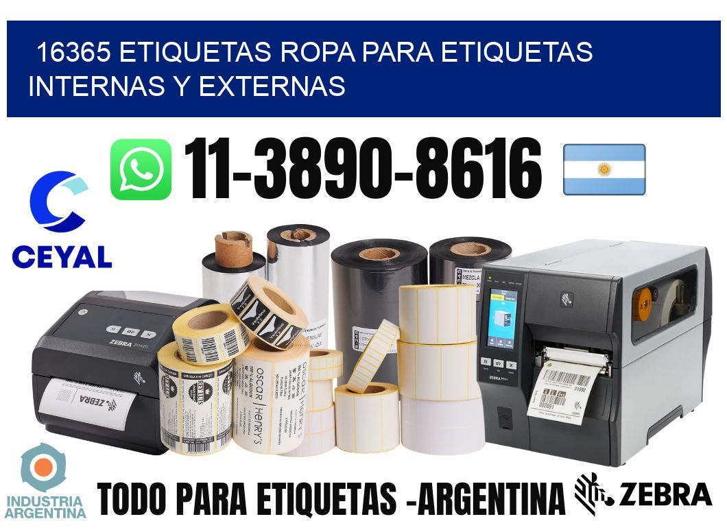 16365 Etiquetas ropa para etiquetas internas y externas
