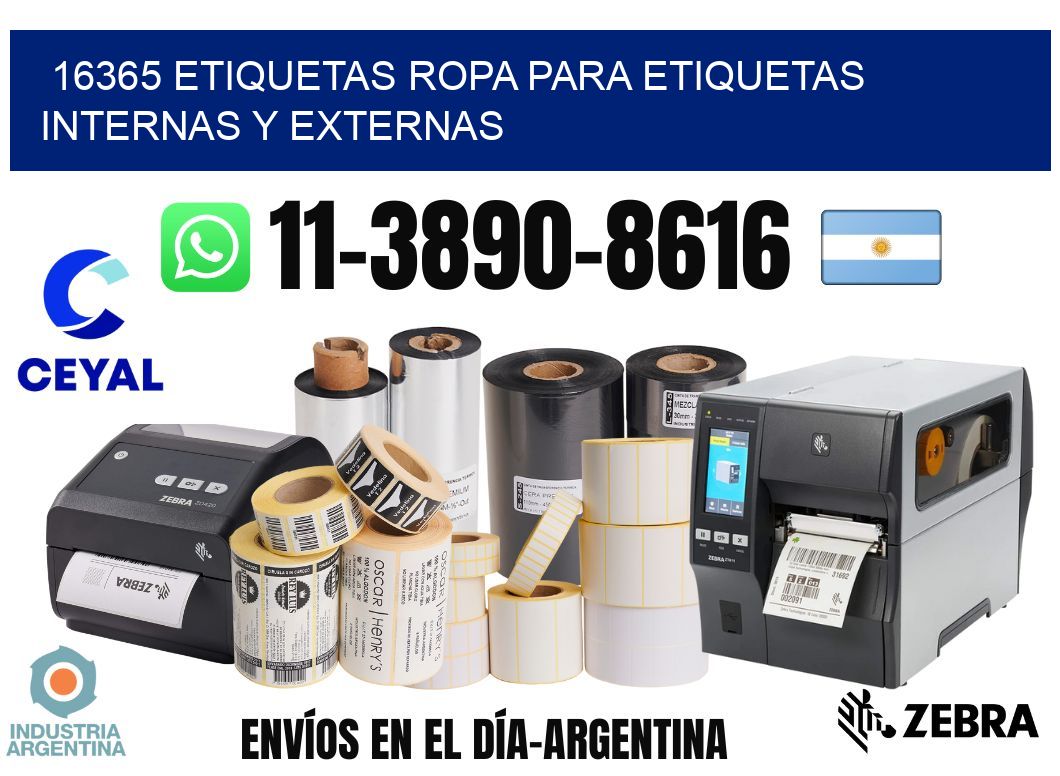 16365 Etiquetas ropa para etiquetas internas y externas
