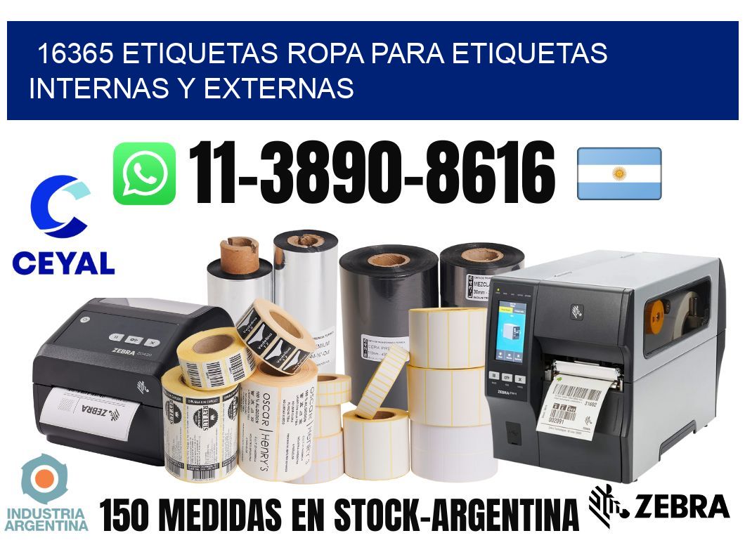 16365 Etiquetas ropa para etiquetas internas y externas