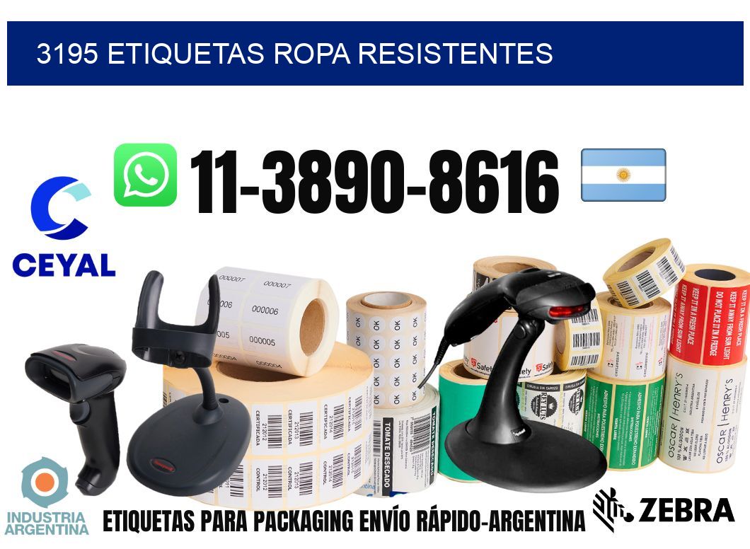 3195 Etiquetas ropa resistentes