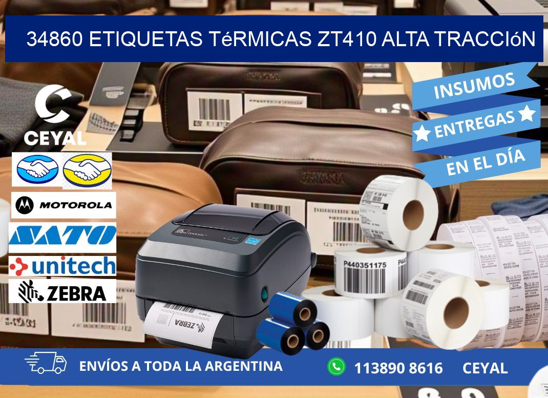 34860 etiquetas térmicas zt410 alta tracción