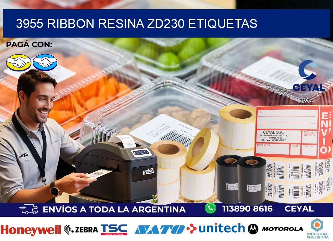 3955 ribbon resina zd230 etiquetas