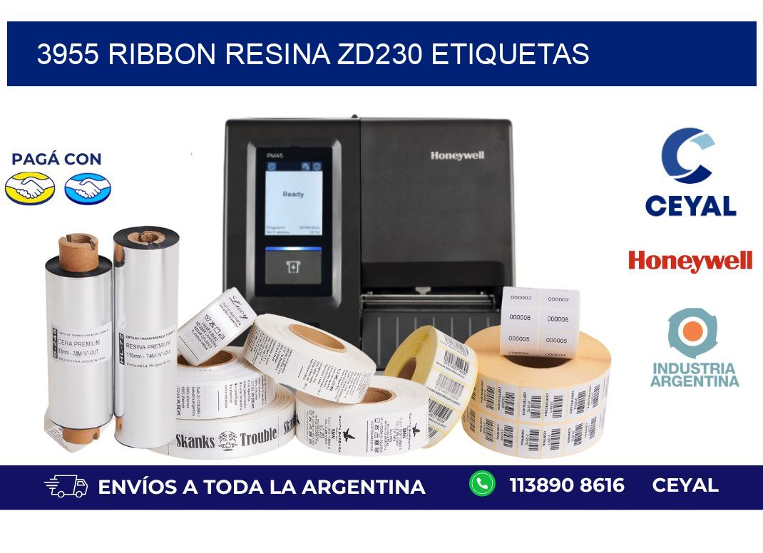 3955 ribbon resina zd230 etiquetas