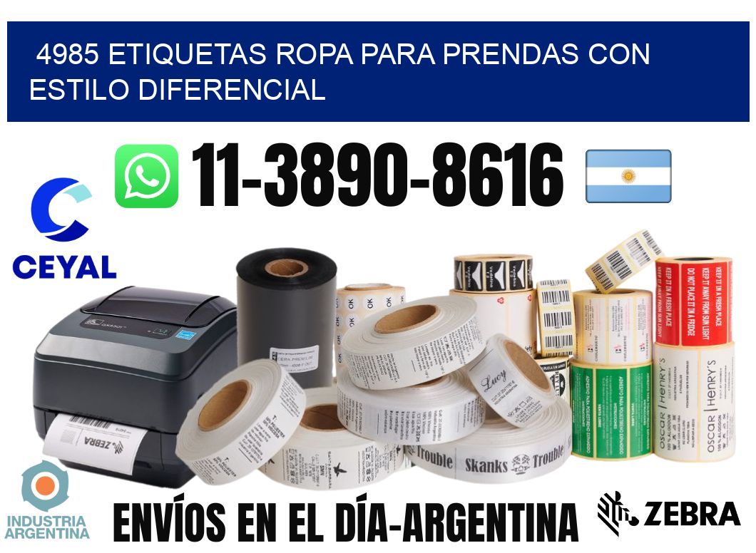 4985 Etiquetas ropa para prendas con estilo diferencial