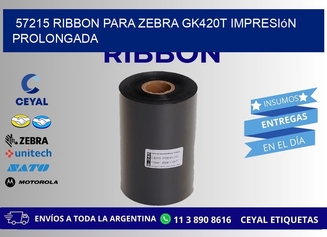 57215 ribbon para zebra gk420t impresión prolongada