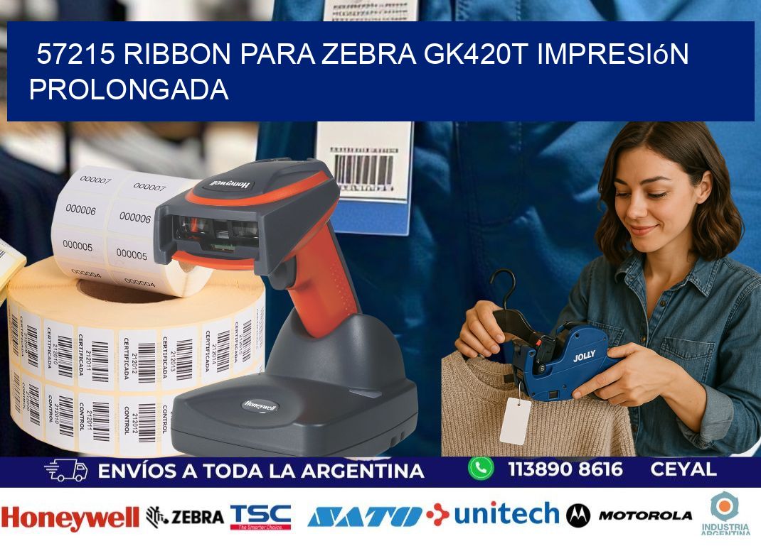 57215 ribbon para zebra gk420t impresión prolongada