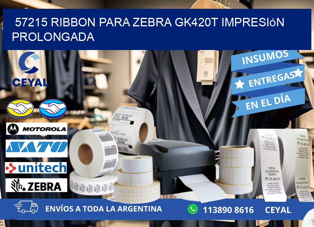 57215 ribbon para zebra gk420t impresión prolongada