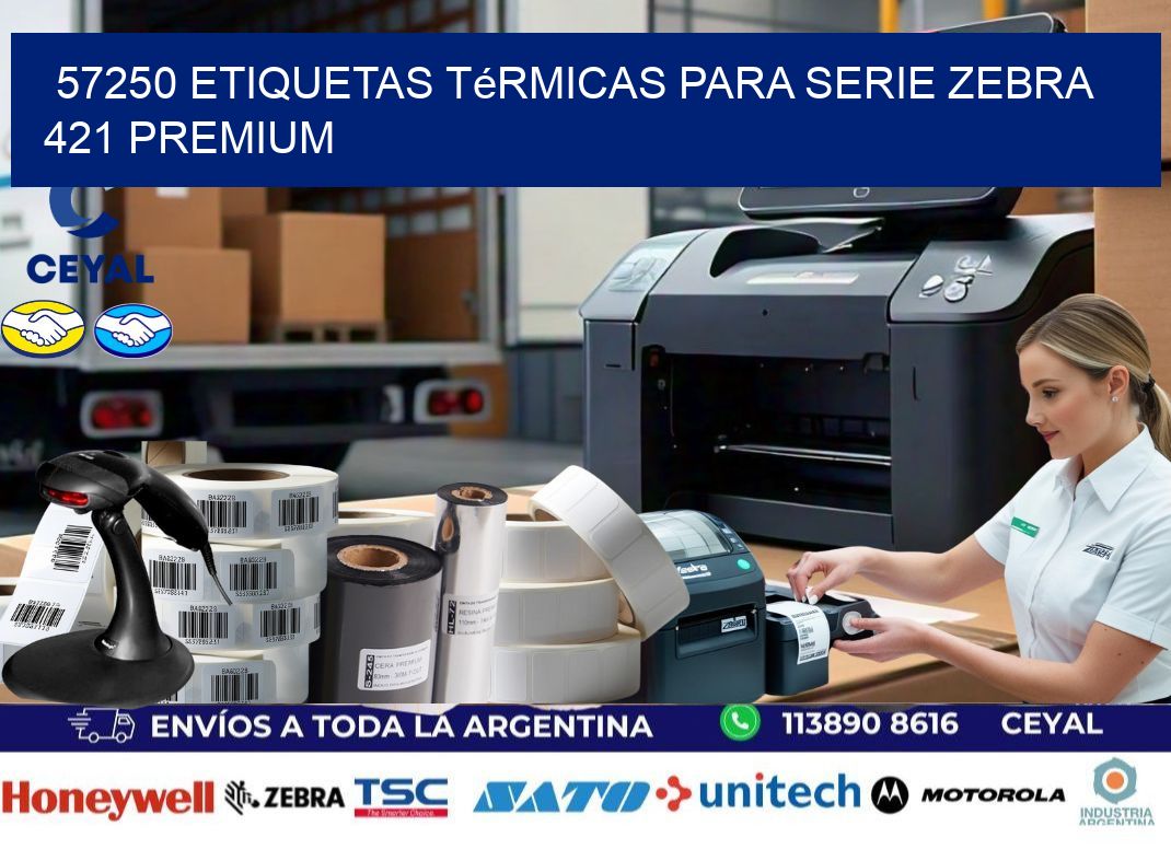 57250 etiquetas térmicas para serie zebra 421 premium