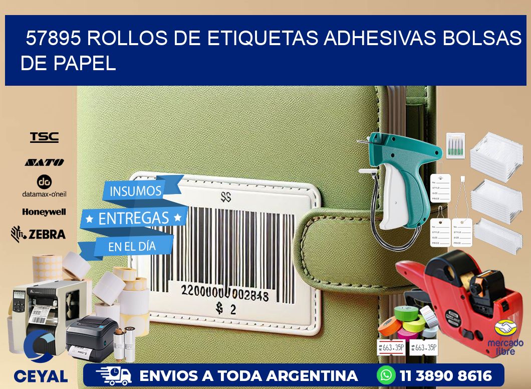 57895 rollos de etiquetas adhesivas bolsas de papel
