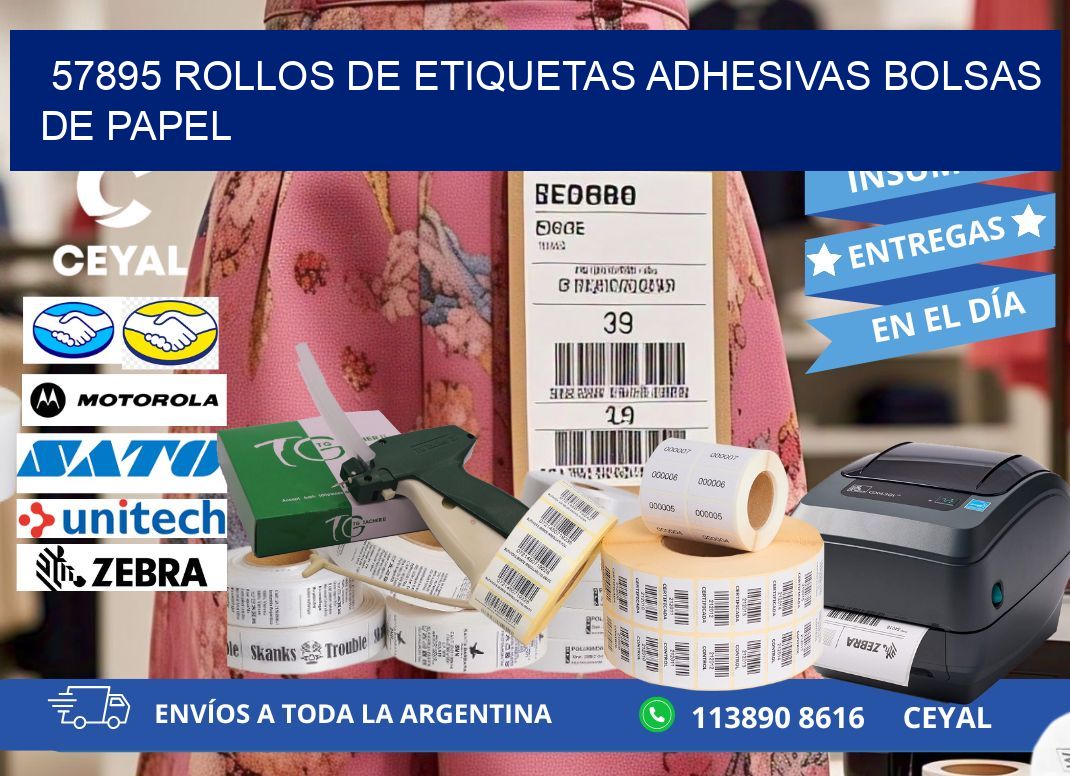 57895 rollos de etiquetas adhesivas bolsas de papel