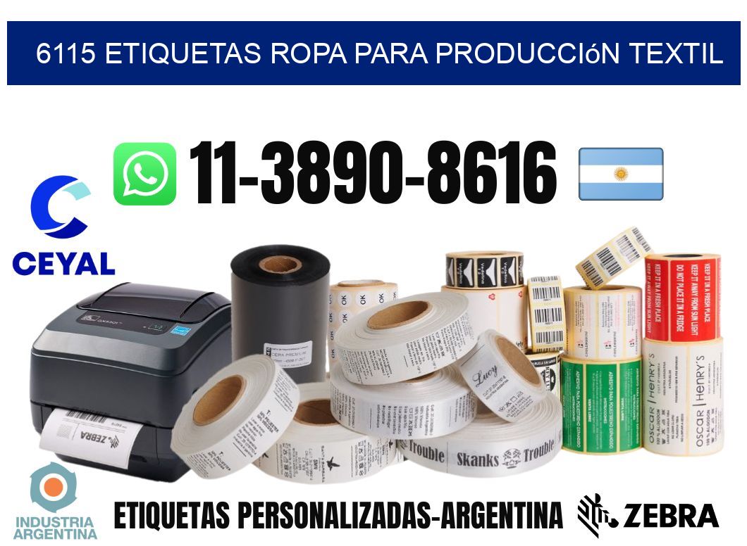 6115 Etiquetas ropa para producción textil