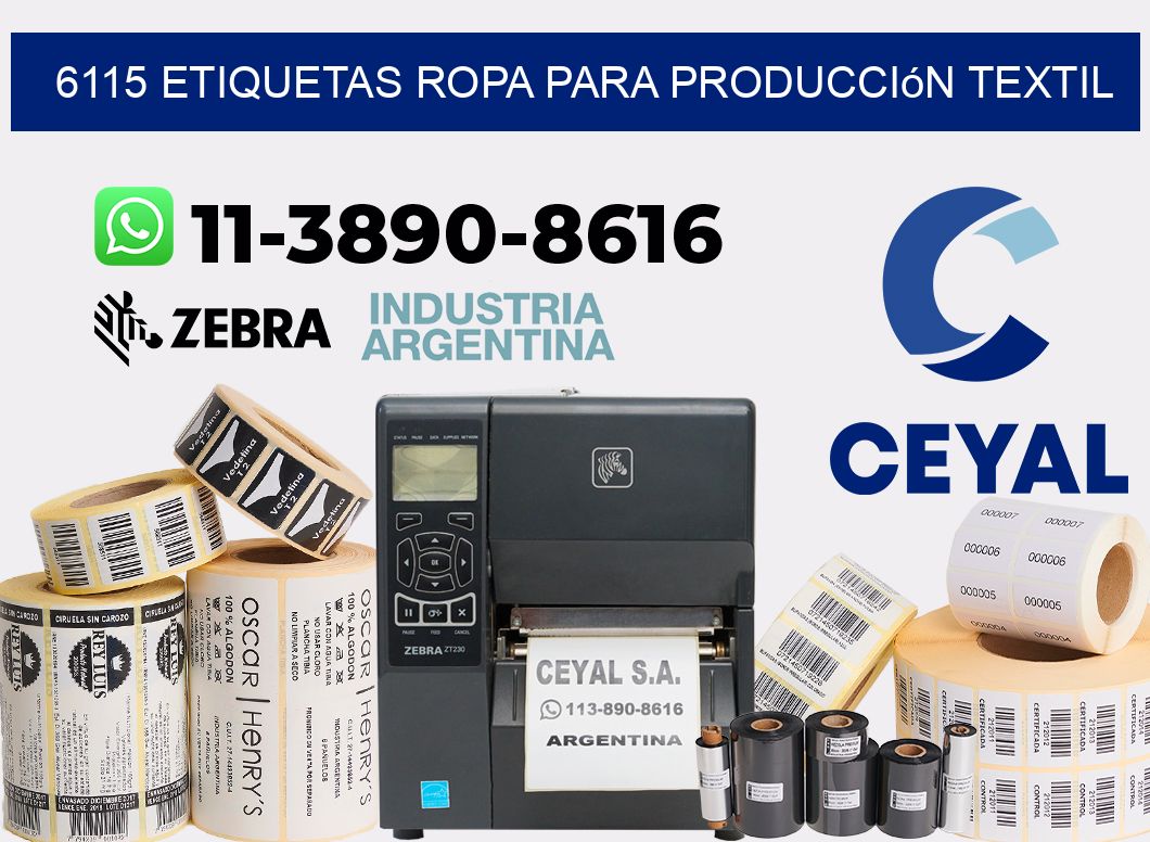 6115 Etiquetas ropa para producción textil