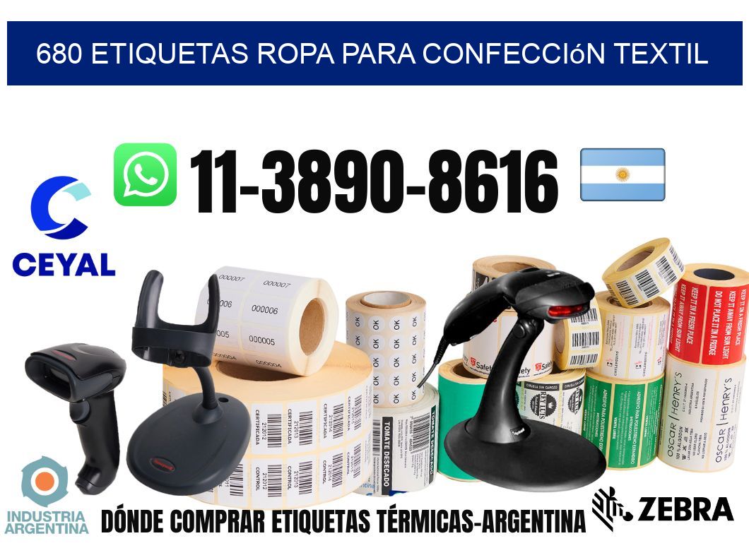 680 Etiquetas ropa para confección textil
