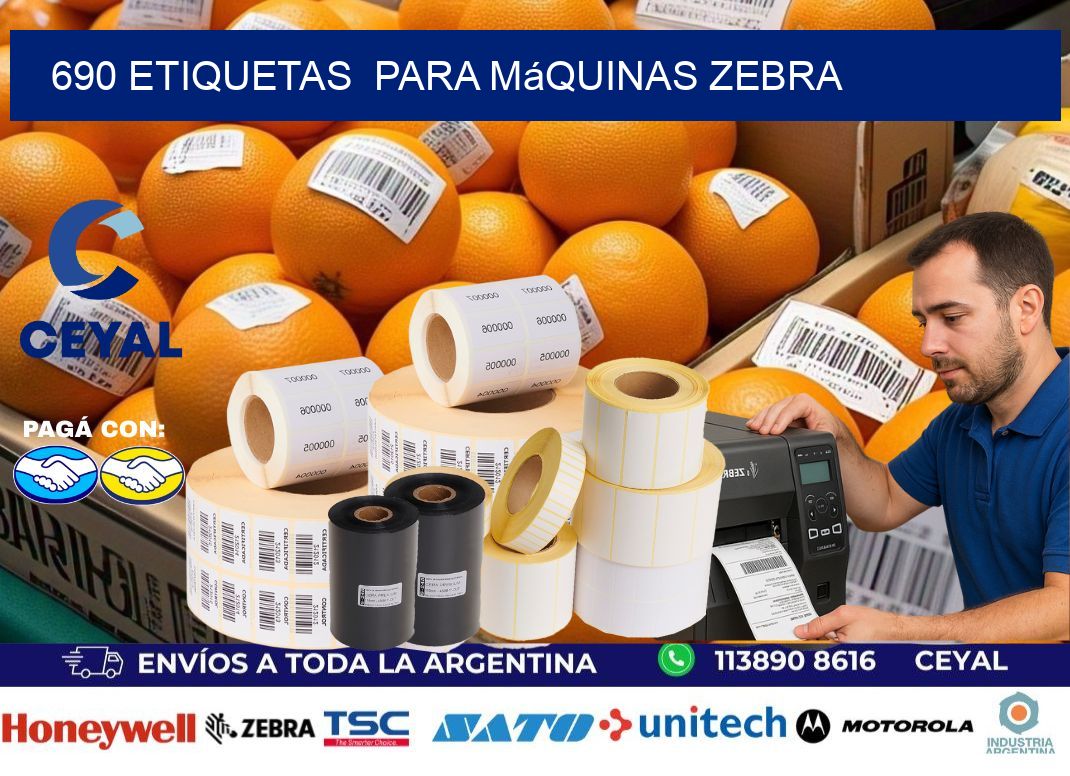 690 etiquetas para máquinas Zebra