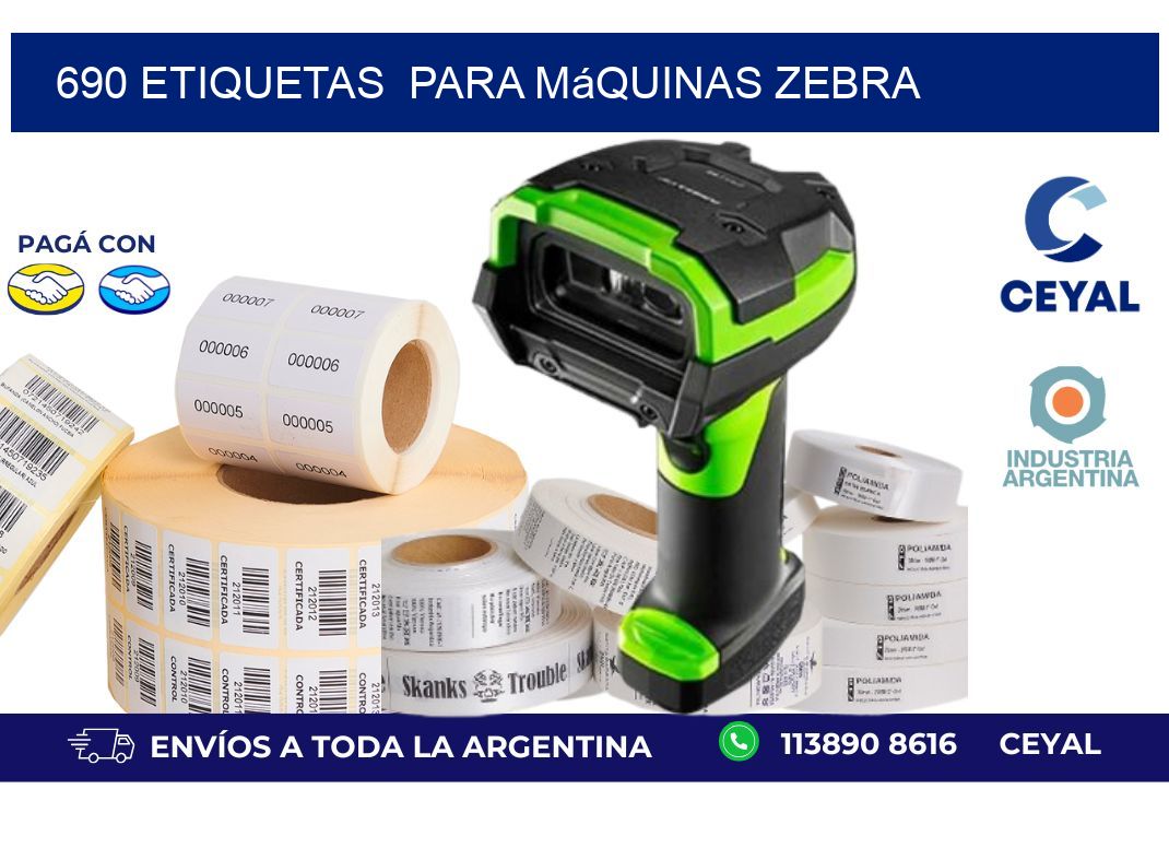 690 etiquetas para máquinas Zebra