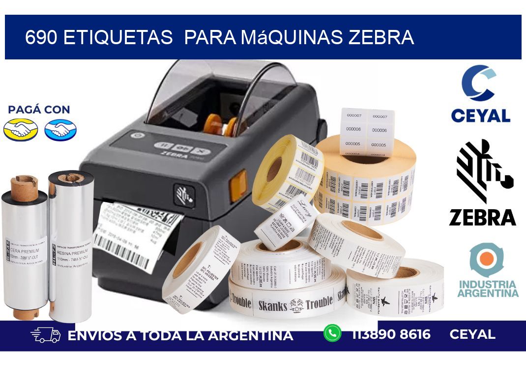 690 etiquetas para máquinas Zebra