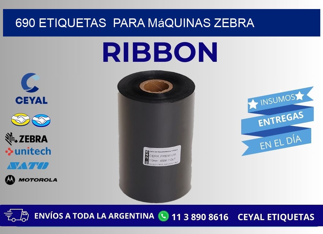 690 etiquetas para máquinas Zebra