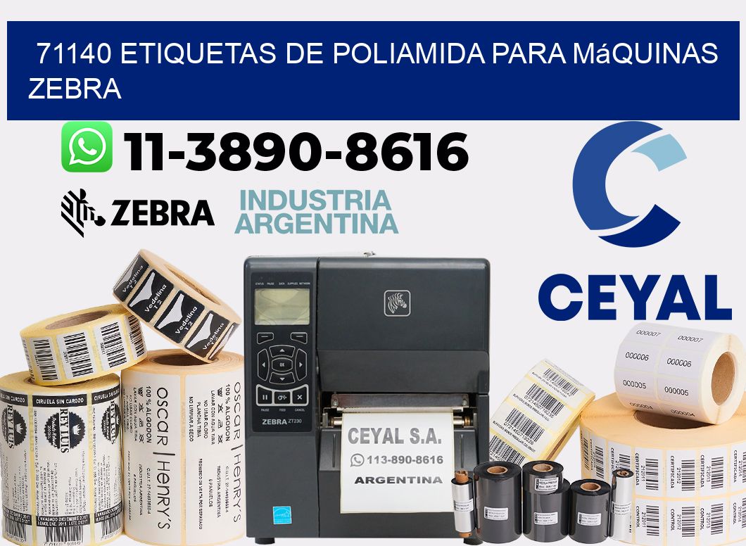 71140 etiquetas de poliamida para máquinas Zebra
