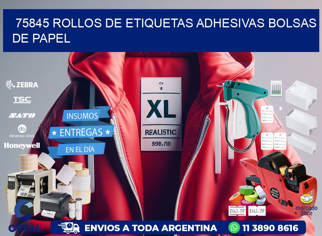 75845 rollos de etiquetas adhesivas bolsas de papel
