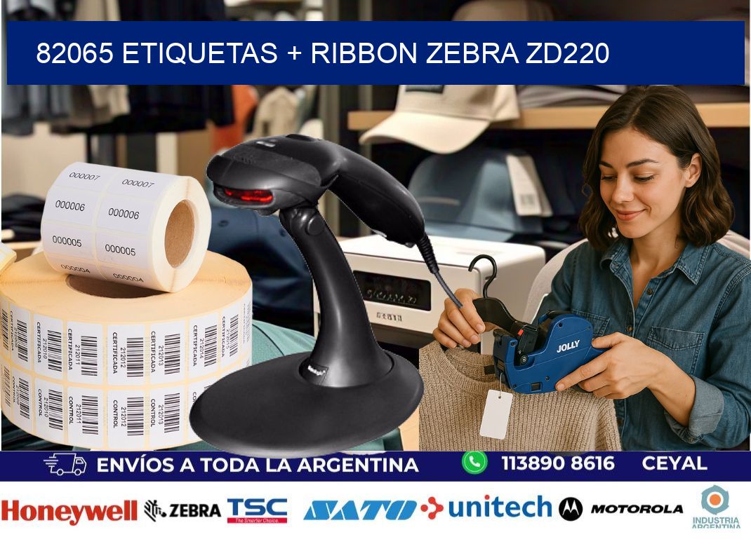 82065 etiquetas + ribbon zebra zd220