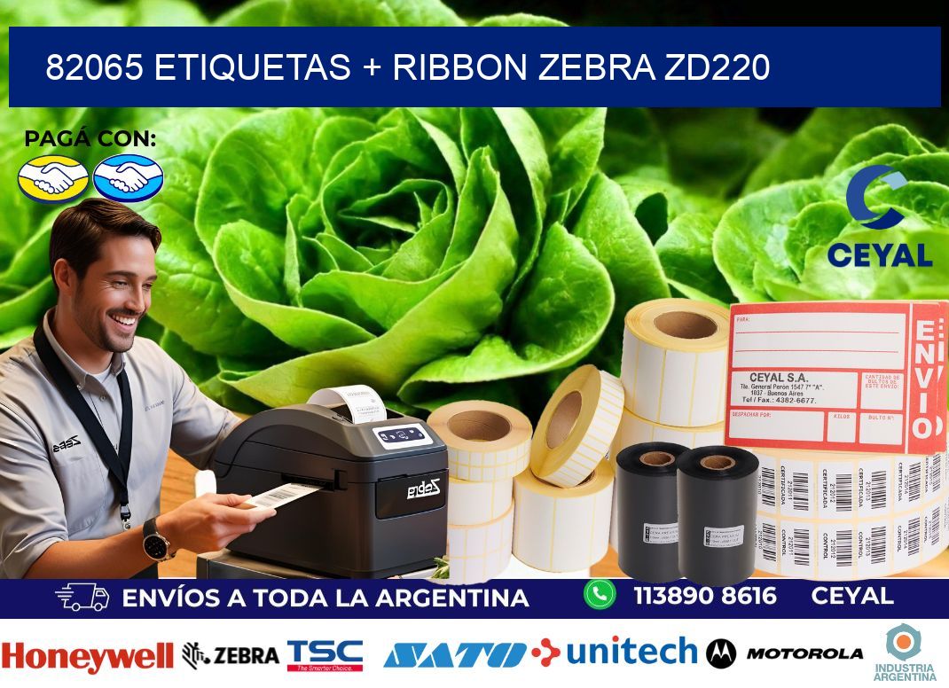 82065 etiquetas + ribbon zebra zd220