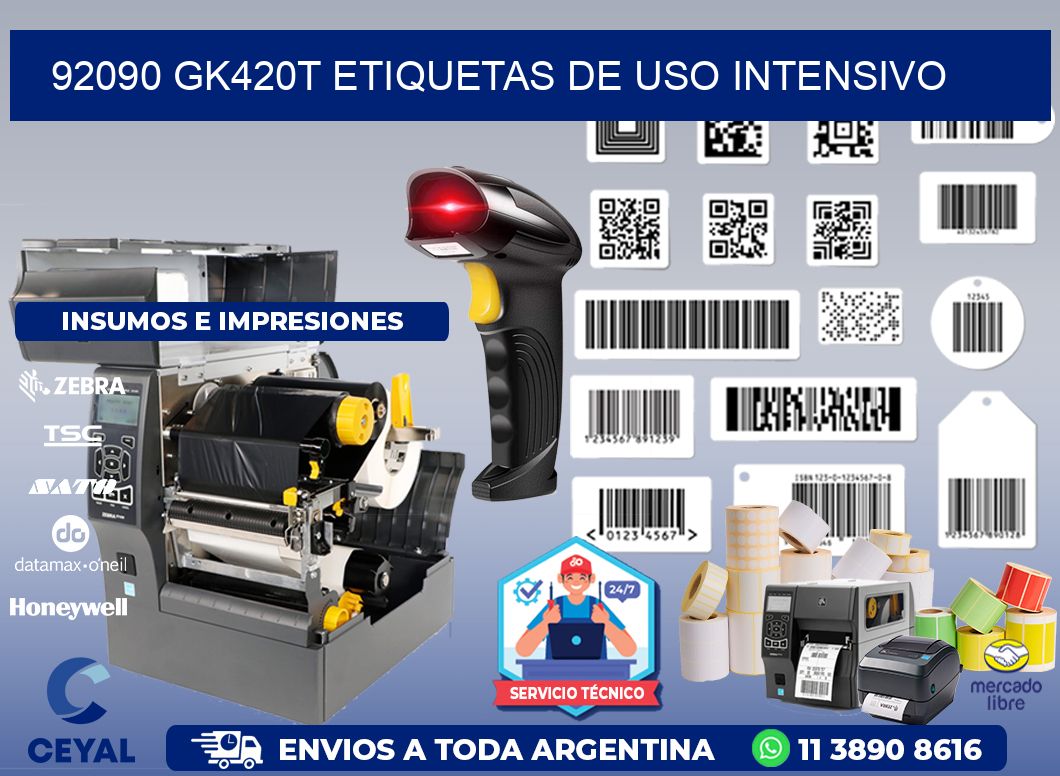 92090 gk420t etiquetas de uso intensivo