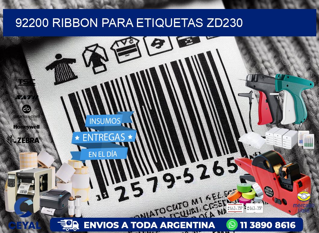 92200 ribbon para etiquetas zd230
