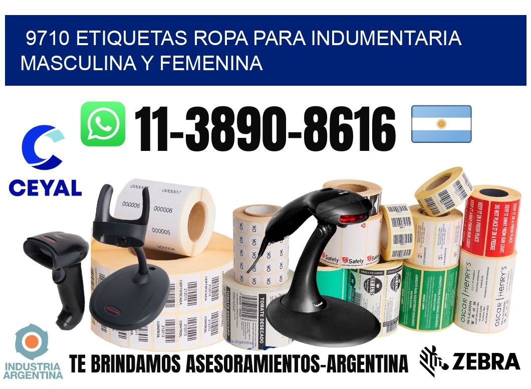 9710 Etiquetas ropa para indumentaria masculina y femenina