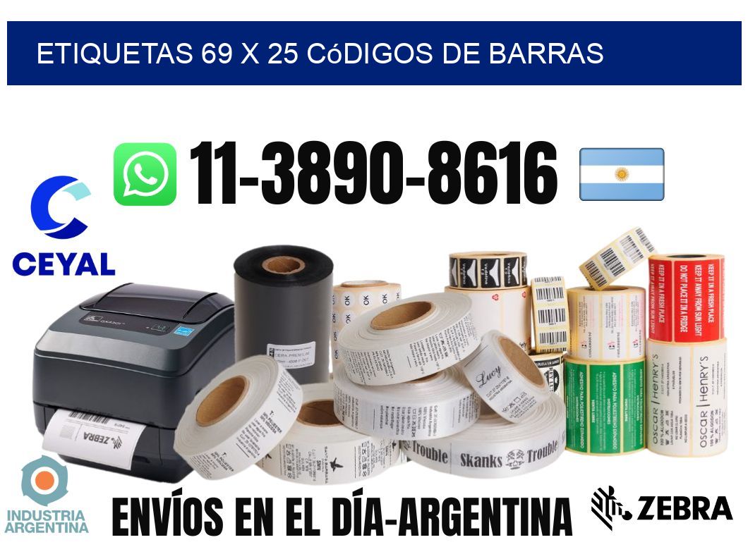 etiquetas 69 x 25 códigos de barras