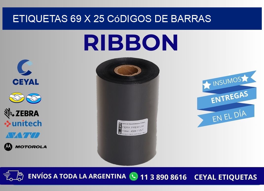 etiquetas 69 x 25 códigos de barras