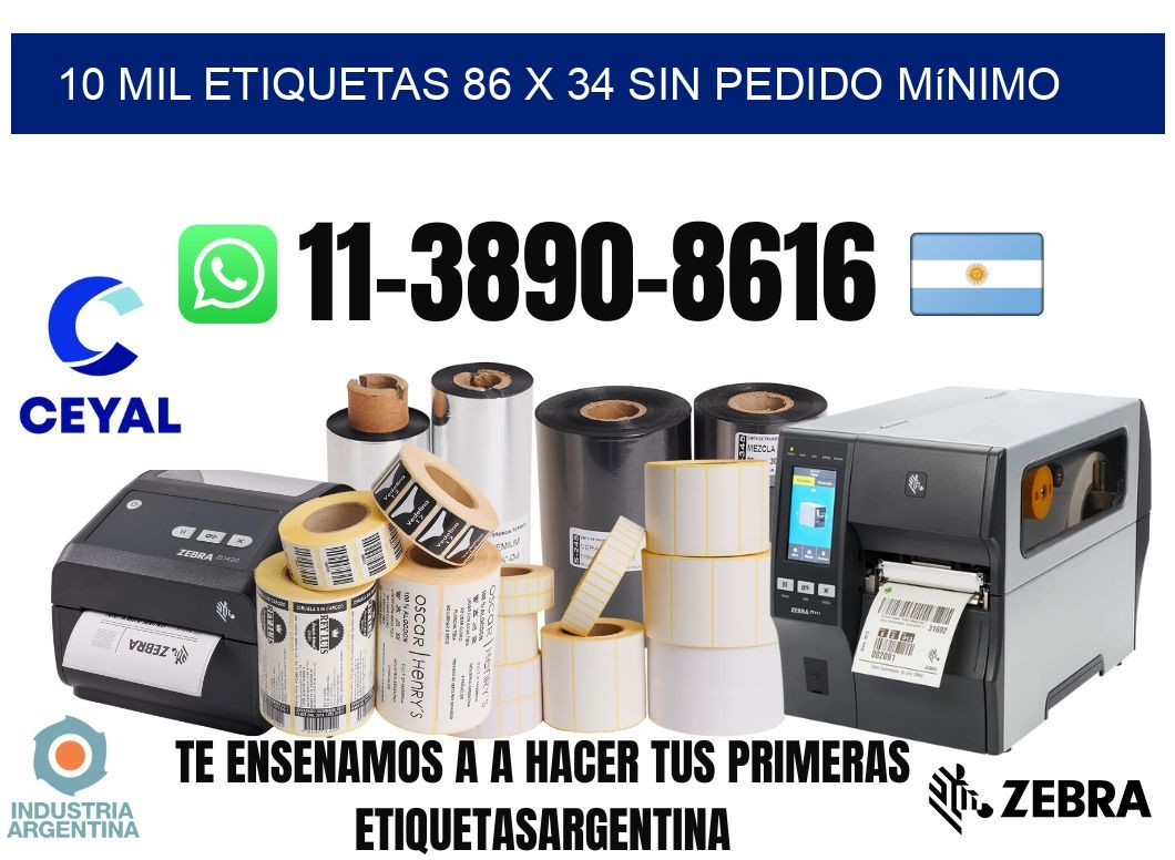 10 mil etiquetas 86 x 34 Sin pedido mínimo