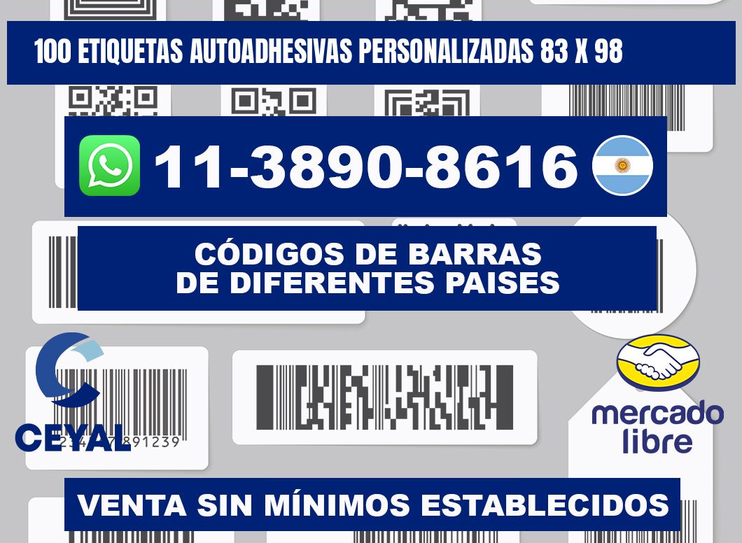 100 Etiquetas autoadhesivas personalizadas 83 x 98