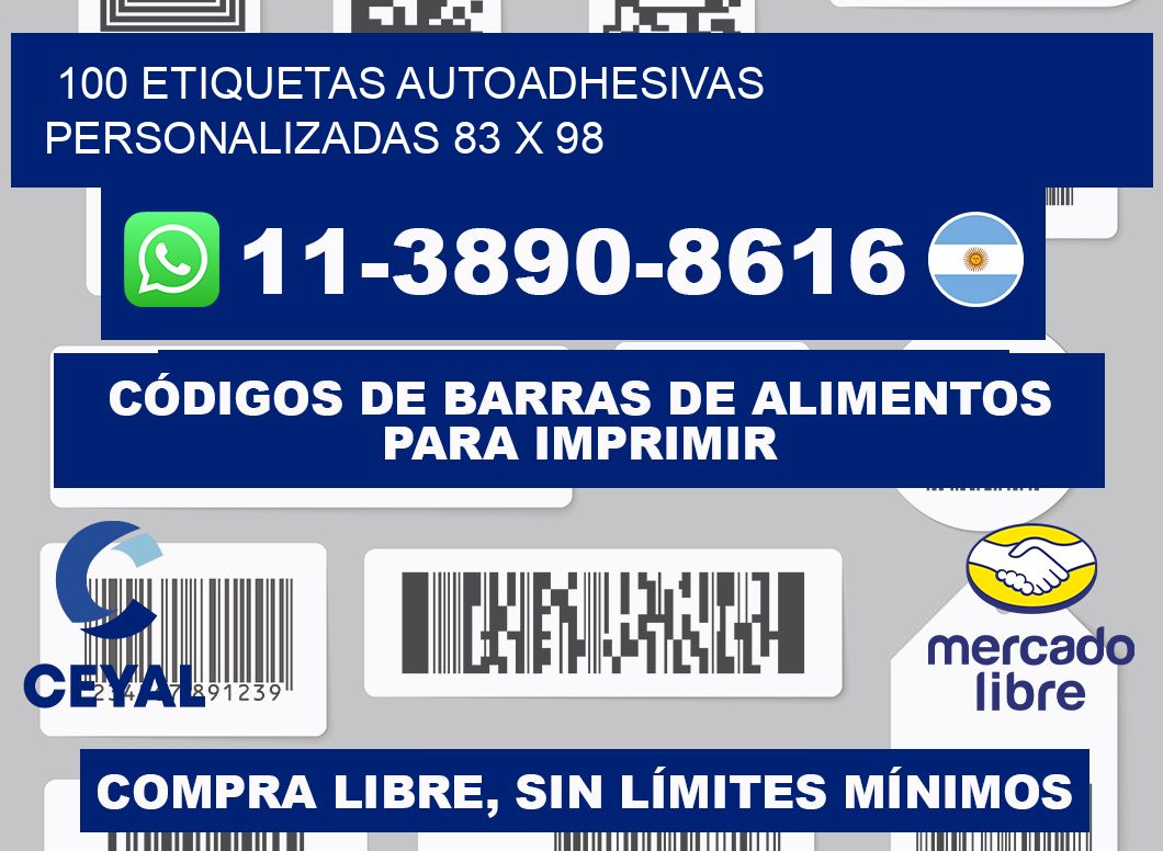 100 Etiquetas autoadhesivas personalizadas 83 x 98