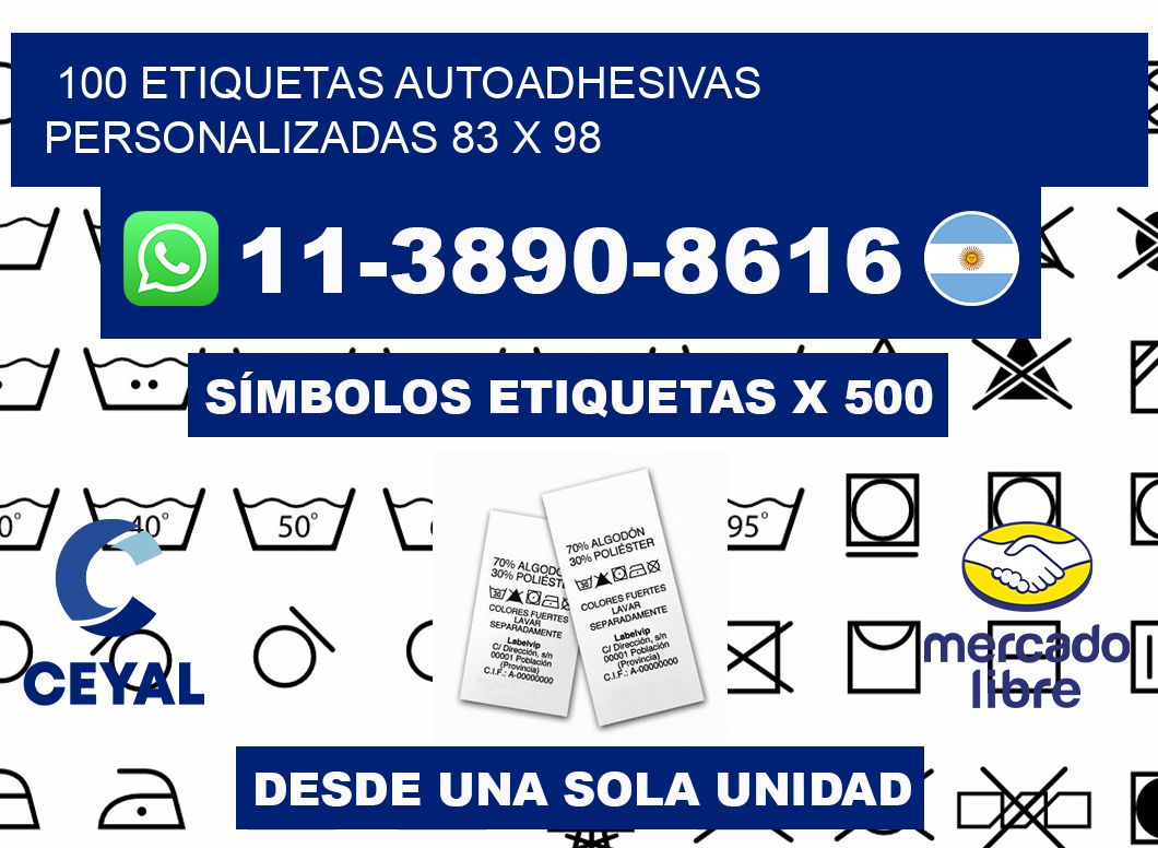 100 Etiquetas autoadhesivas personalizadas 83 x 98