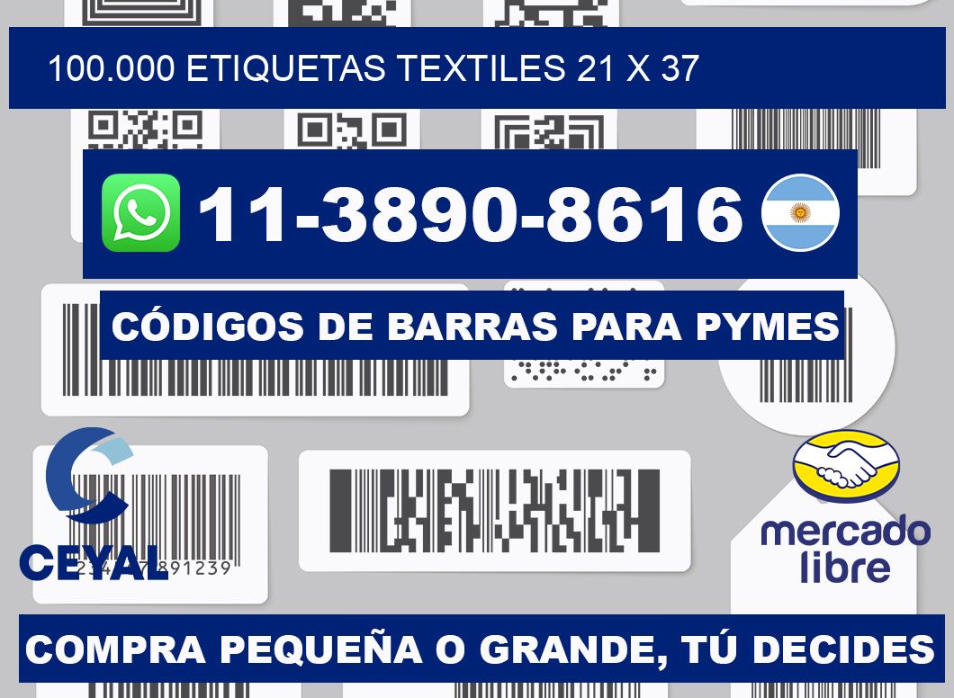 100.000 ETIQUETAS TEXTILES 21 x 37