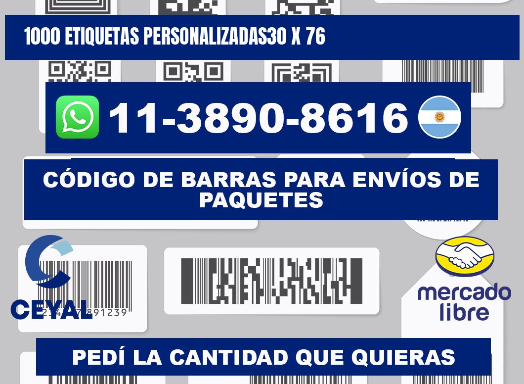 1000 ETIQUETAS PERSONALIZADAS30 x 76