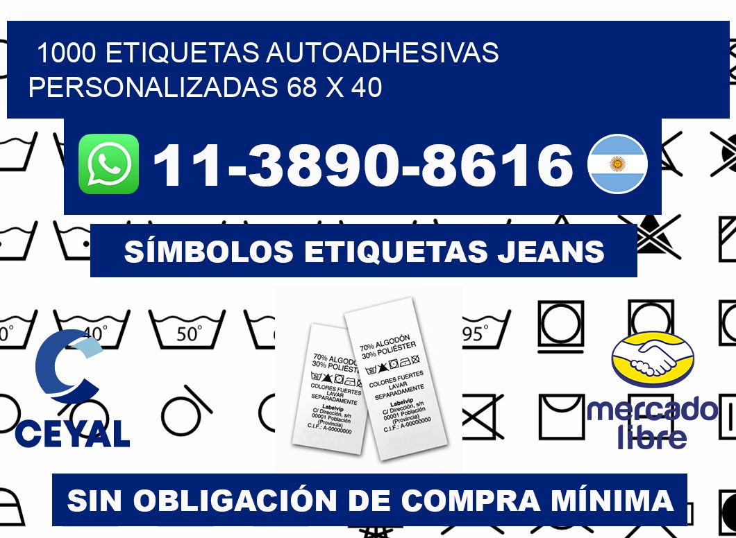 1000 Etiquetas autoadhesivas personalizadas 68 x 40