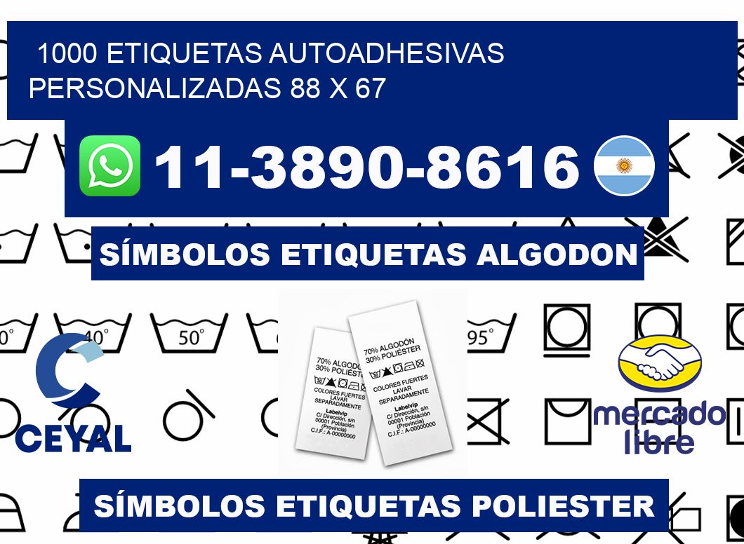 1000 Etiquetas autoadhesivas personalizadas 88 x 67