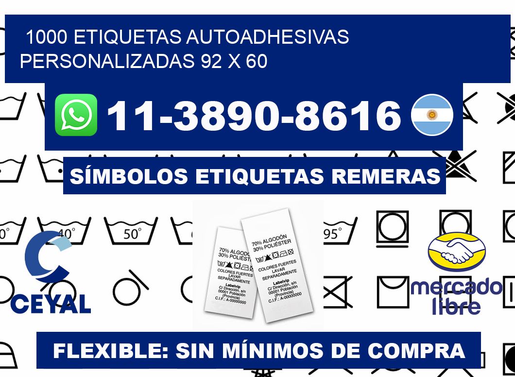 1000 Etiquetas autoadhesivas personalizadas 92 x 60