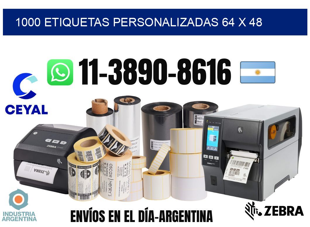 1000 etiquetas personalizadas 64 x 48