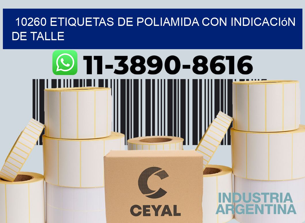 10260 Etiquetas de poliamida con indicación de talle