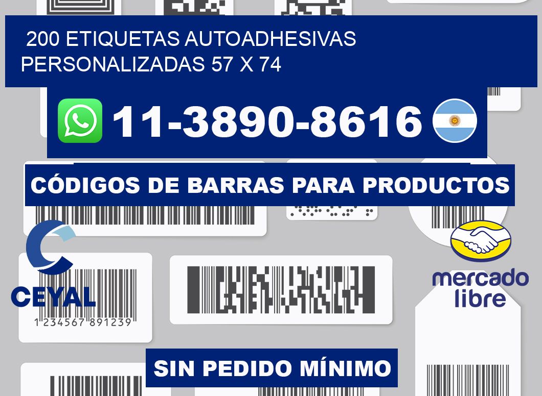 200 Etiquetas autoadhesivas personalizadas 57 x 74