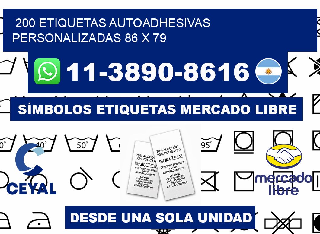 200 Etiquetas autoadhesivas personalizadas 86 x 79