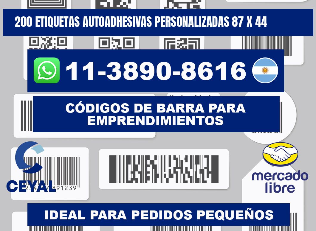 200 Etiquetas autoadhesivas personalizadas 87 x 44