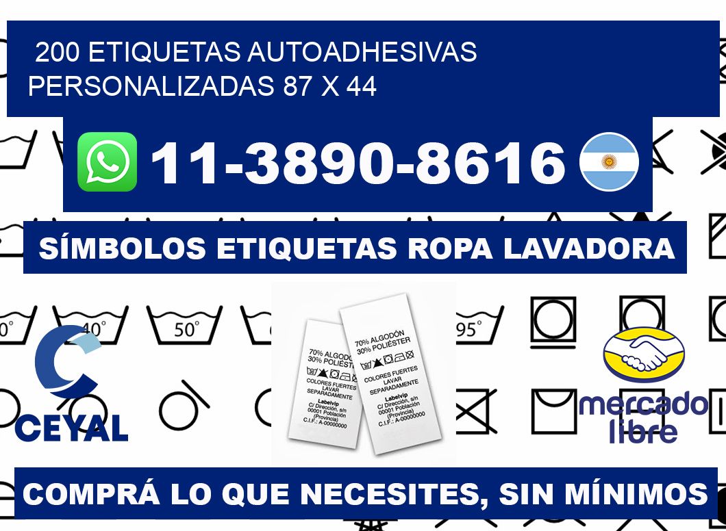 200 Etiquetas autoadhesivas personalizadas 87 x 44