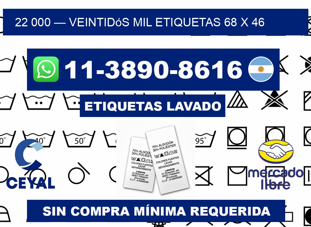 22 000 — veintidós mil etiquetas 68 x 46
