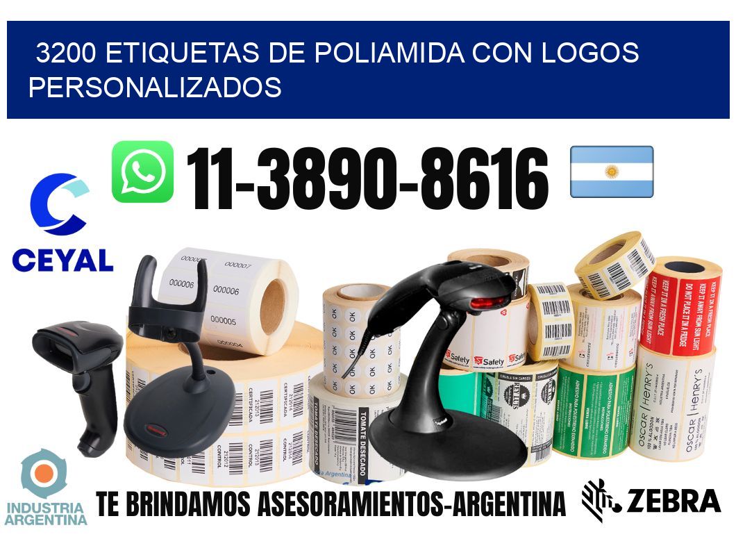 3200 Etiquetas de poliamida con logos personalizados