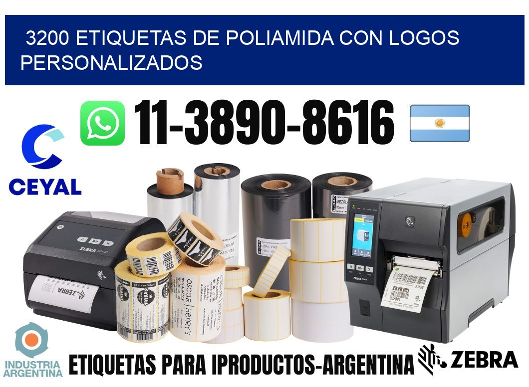 3200 Etiquetas de poliamida con logos personalizados
